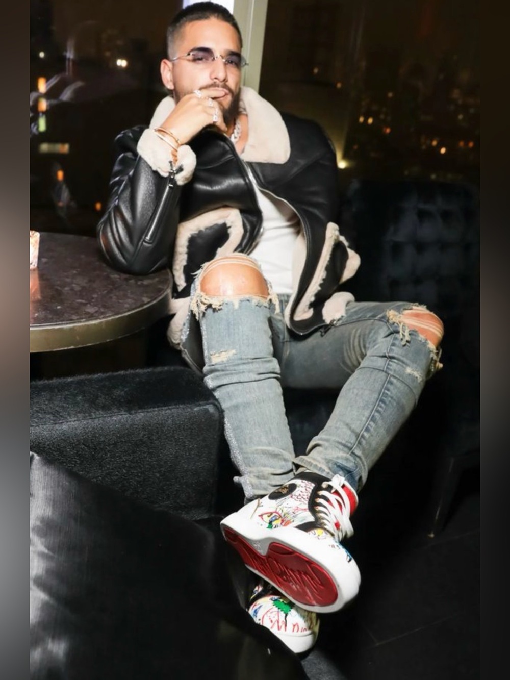 $3,000 Christian Louboutin Leopard Print Spike High-Top Sneakers 10 UNISEX